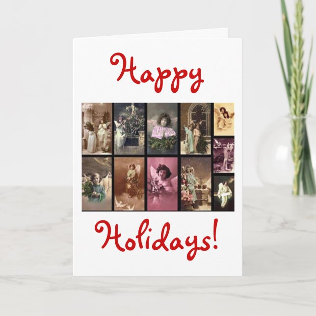Holiday Angels Red II Card -  Customizable (Front)