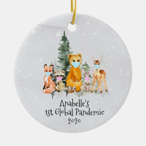 Holiday Animal 1st Christmas Pandemic 2020 Ceramic Ornament