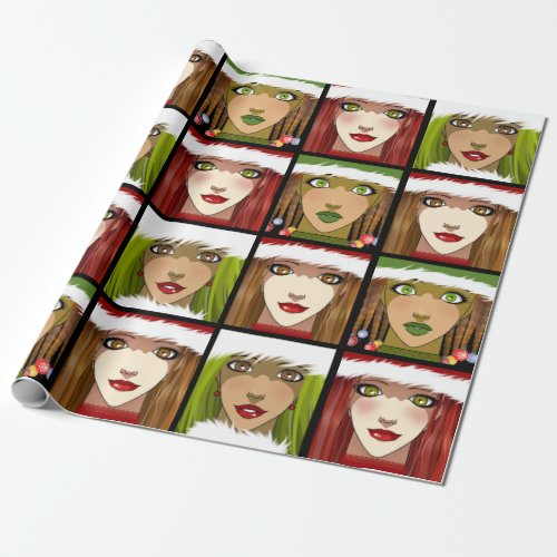 Holiday Anime Girls Wrapping Paper