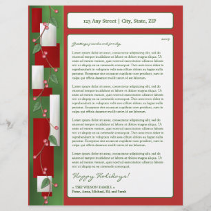 Holiday Annual Newsletter Letterhead: holly berry Letterhead