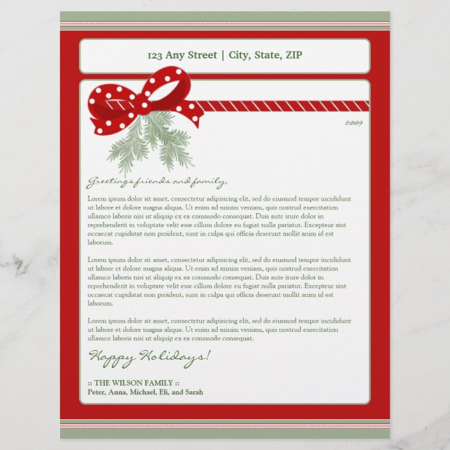 Holiday Annual Newsletter Letterhead: mistletoe Letterhead (Front)