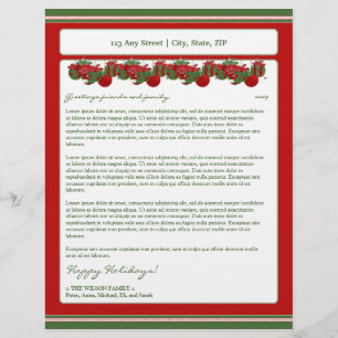 Holiday Annual Newsletter Letterhead: ornaments Letterhead