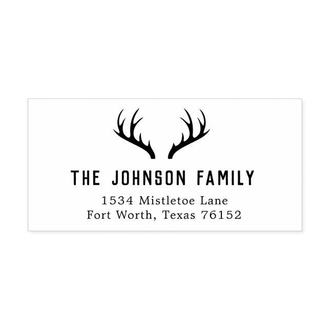 Holiday Antler Return Address Rubber Stamp (Imprint)