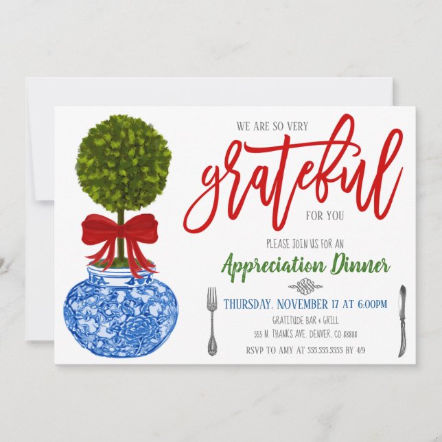 Holiday Appreciation Invitation, Grateful for you Invitation (Front)