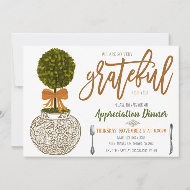 Holiday Appreciation Invitation, Grateful for you Invitation (Front)