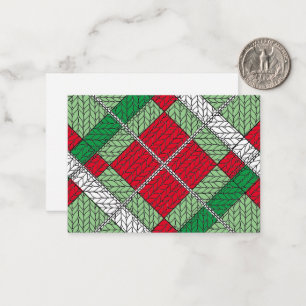 HOLIDAY ARGYLE KNIT 3.5x2.5 Flat Card / Horizontal