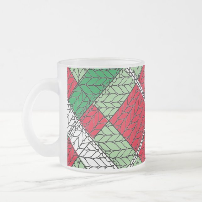 HOLIDAY ARGYLE KNIT Frosted Glass Mug (Left)