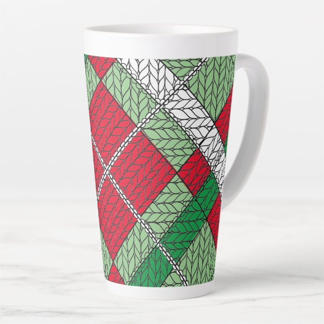 HOLIDAY ARGYLE KNIT Tall Latte Mug (Right Angle)