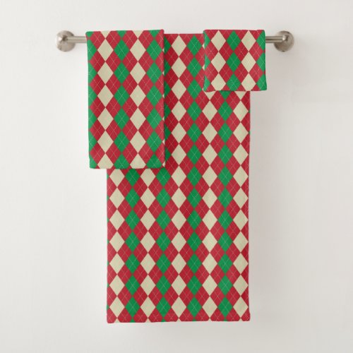 Holiday Argyle Pattern Bath Towel Set