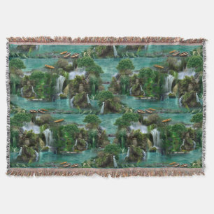 Holiday at the Magical Fantasy Lake Throw Blanket