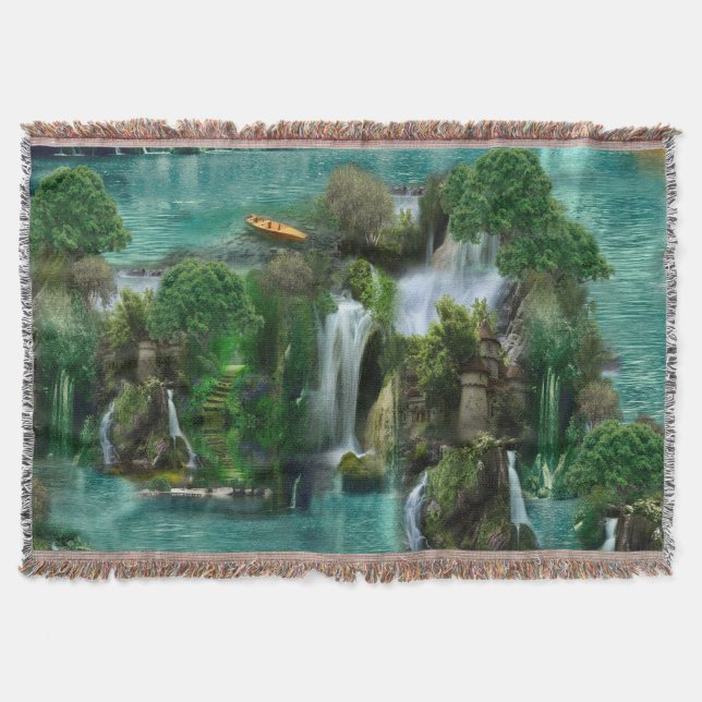 Holiday at the Magical Fantasy Lake Throw Blanket (Front)