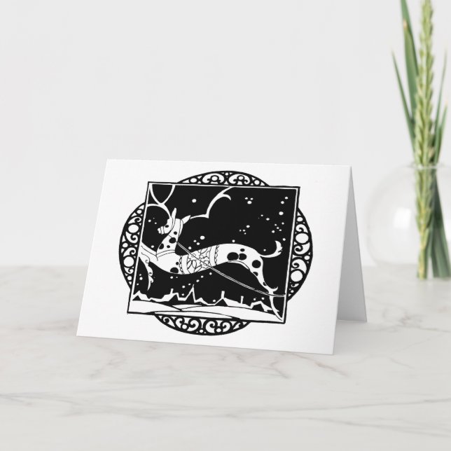 Holiday B&W Doily Deer Card (Front)