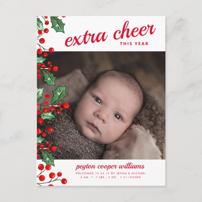 HOLIDAY BABY ANNOUNCEMENT | Christmas Cheer (Front)