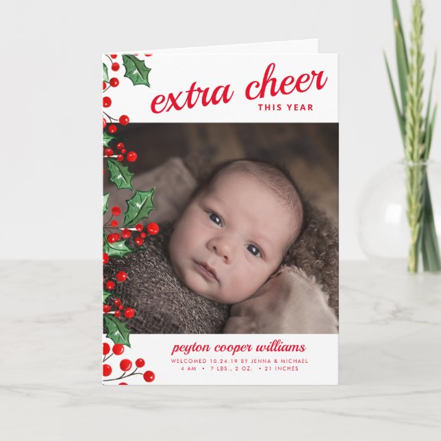 HOLIDAY BABY ANNOUNCEMENT | Christmas Cheer (Front)