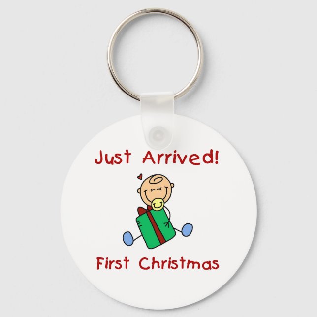 Holiday Baby Boy Just Arrived Tshirts and Gifts Keychain (Front)