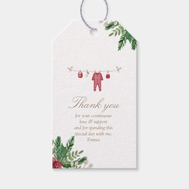 Holiday Baby Boy Shower Favor Tag (Rectangle) (Front)