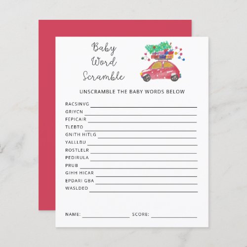 Holiday Baby Word Scramble  Baby Shower Game