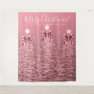 Holiday Backdrop Blush Pink Christmas Trees Bows