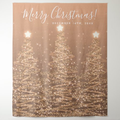 Holiday Backdrop Copper Merry Christmas Tree