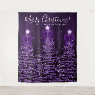 Holiday Backdrop Purple Christmas Trees Bows