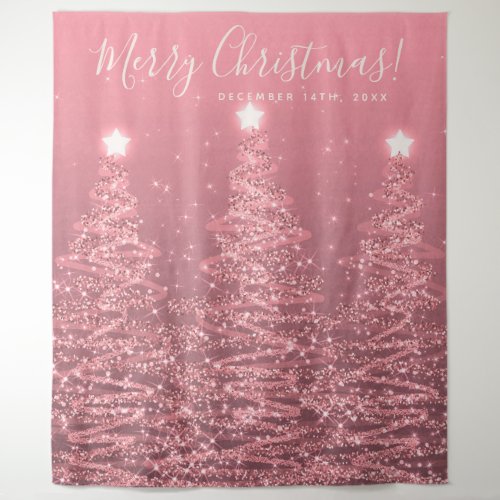 Holiday Backdrop Rose Gold Merry Christmas Tree