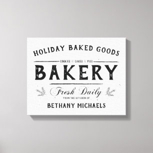 Holiday Baked Goods Vintage Farmhouse Name Canvas Print