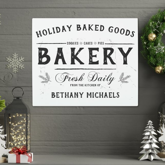 Holiday Baked Goods Vintage Farmhouse Name Metal Print (Holiday Baked Goods Vintage Farmhouse Name Metal Print)