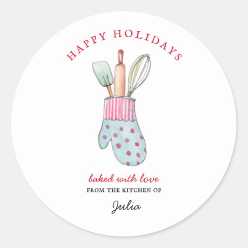 Holiday  Baked with love  Bakers  Classic Round Sticker