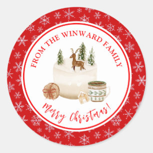 Holiday Baking Christmas Cake Classic Round Sticker