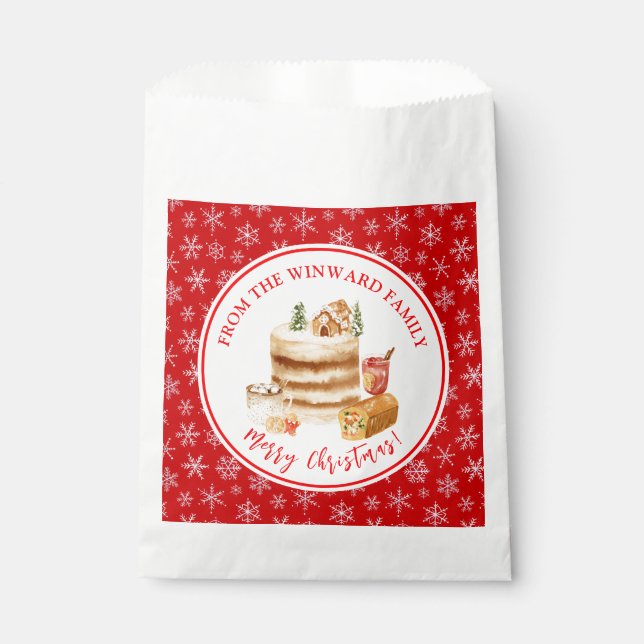 Holiday Baking Christmas Cake Favor Bag (Front)