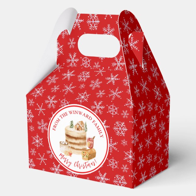 Holiday Baking Christmas Cake Favor Boxes (Front)