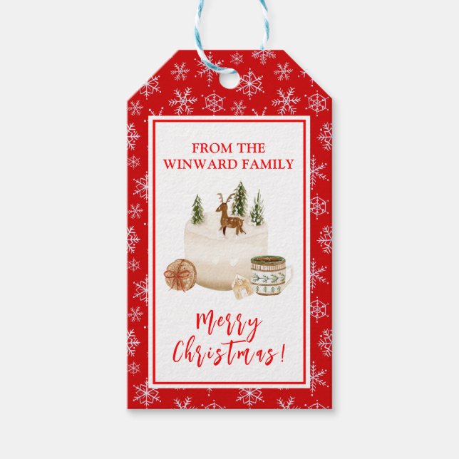 Holiday Baking Christmas Cake Gift Tags (Front)