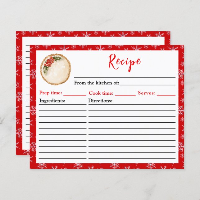 Holiday Baking Christmas Pie Recipe (Front/Back)