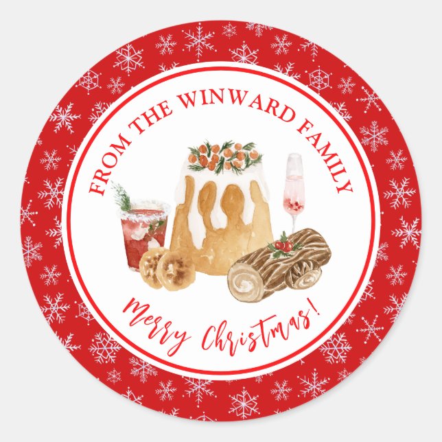 Holiday Baking Christmas Pudding Classic Round Sticker (Front)