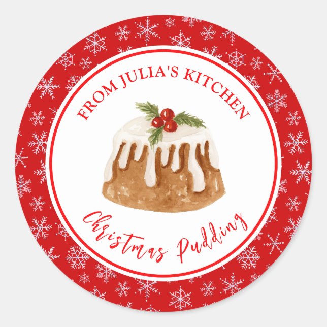 Holiday Baking Christmas Pudding Classic Round Sticker (Front)