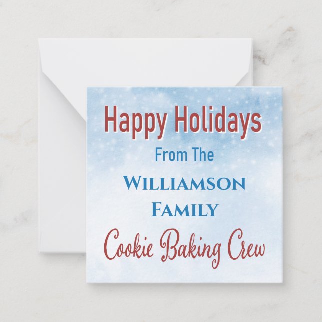 Holiday Baking Cookie Gift  Note Card (Front)