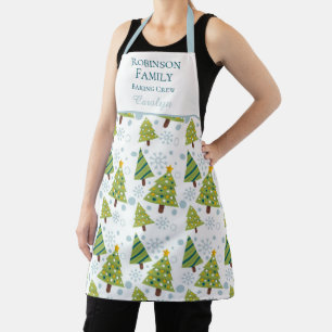 Holiday Baking Crew Christmas Trees Custom Name Apron