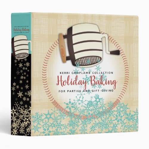 Holiday baking flour sifter personalized recipe 3 ring binder