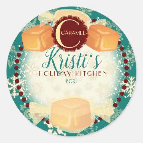 Holiday baking homemade caramels Christmas Classic Round Sticker
