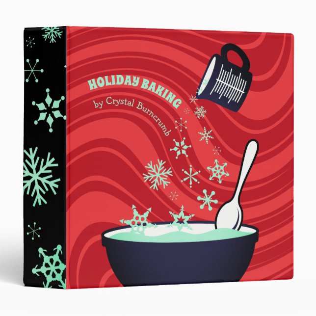 Holiday baking measuring cup snowflakes recipe 3 ring binder (Front/Spine)
