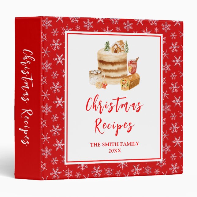 Holiday Baking Recipes Christmas Cake 3 Ring Binder (Front/Spine)