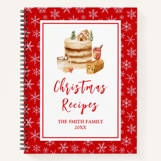 Holiday Baking Recipes Christmas Cake Notebook (Front)