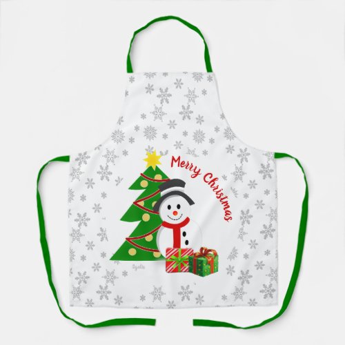 Holiday Baking Snowman and Christmas Tree  Apron