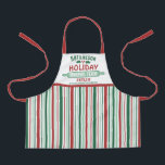 Holiday Baking Team Christmas Cookie Party Kids Apron<br><div class="desc">Celebrate time together at home in the kitchen with a custom red & green striped Holiday Baking Team apron. All text on this template is simple to customize. The design features red, green and white vertical stripes, cute holly leaves and berries, rolling pin, family name, and optional funny title. Add...</div>