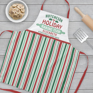 Holiday Baking Team Christmas Cookie Party Striped Apron