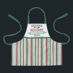 Holiday Baking Team Christmas Party Kids Cute Apron<br><div class="desc">Celebrate time together at home in the kitchen with a custom red & green striped Holiday Baking Team apron. All text on this template is simple to customize. The design features red, green and white vertical stripes, cute holly leaves and berries, rolling pin, family name, and optional funny title. Add...</div>