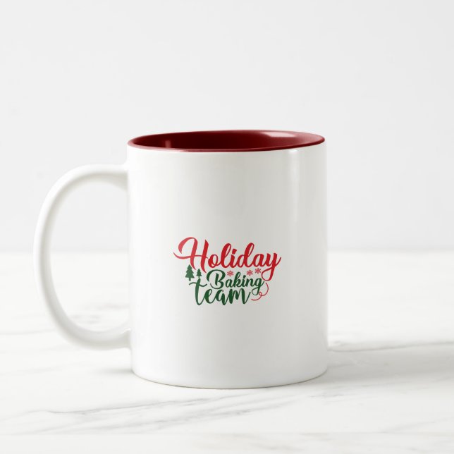 Holiday Baking Team Christmas Two-Tone Coffee Mug (Left)