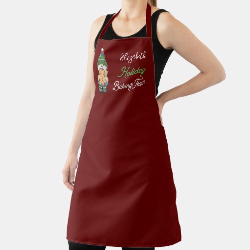 Holiday Baking Team Cute Gnome Red Christmas  Apro Apron