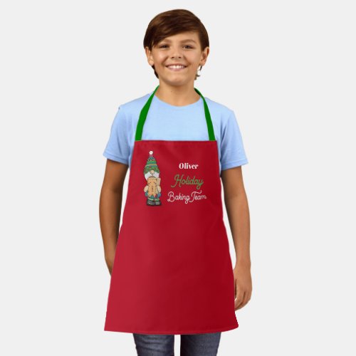 Holiday Baking Team Cute Gnome Red Christmas  Apro Apron