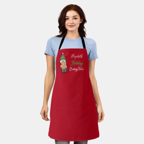 Holiday Baking Team Cute Gnome Red Christmas  Apron